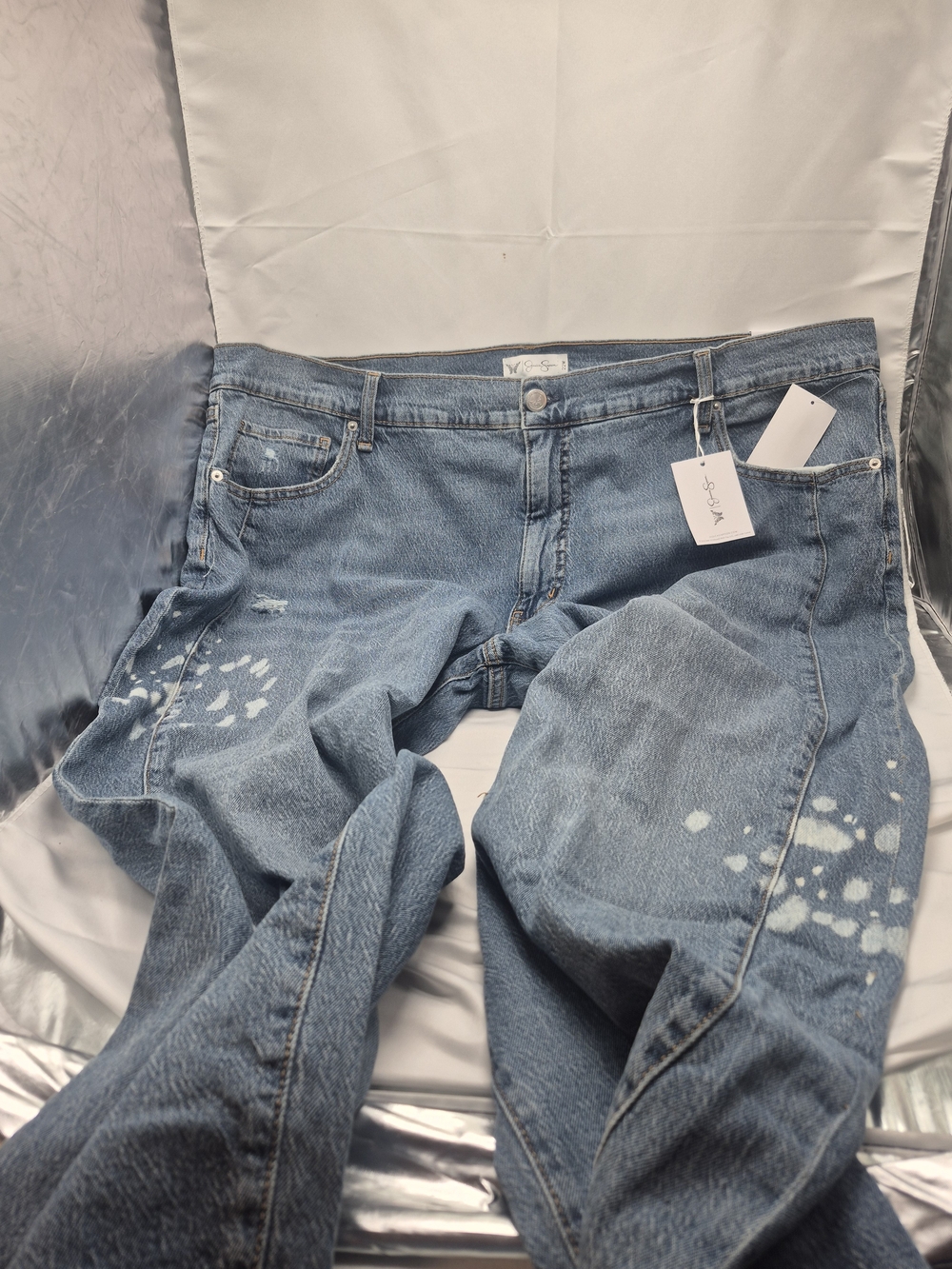 Jessica Simpson Light Blue Distressed Paint-Splash Jeans